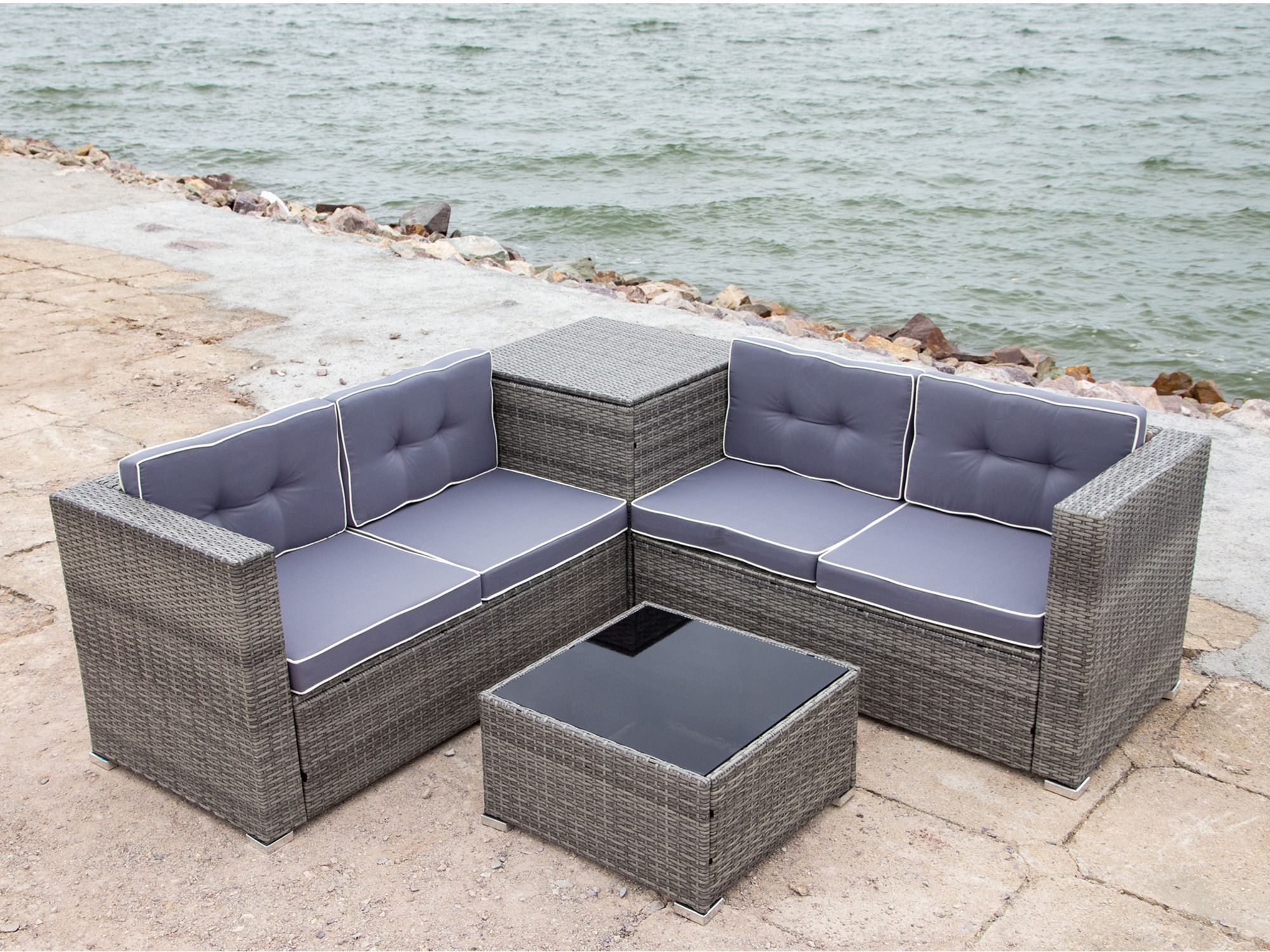 Most Popular Gray Wicker Patio Furniture Sets On For Backyard, 2020 Upgrade New 4 Inside 4 Piece Wicker Outdoor Seating Sets (View 7 of 15)