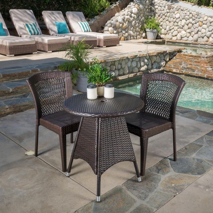 Most Popular Outdoor Wicker Cafe Dining Sets With Noble House Julius Multi Brown 3 Piece Wicker Round Outdoor Dining Set (View 5 of 15)