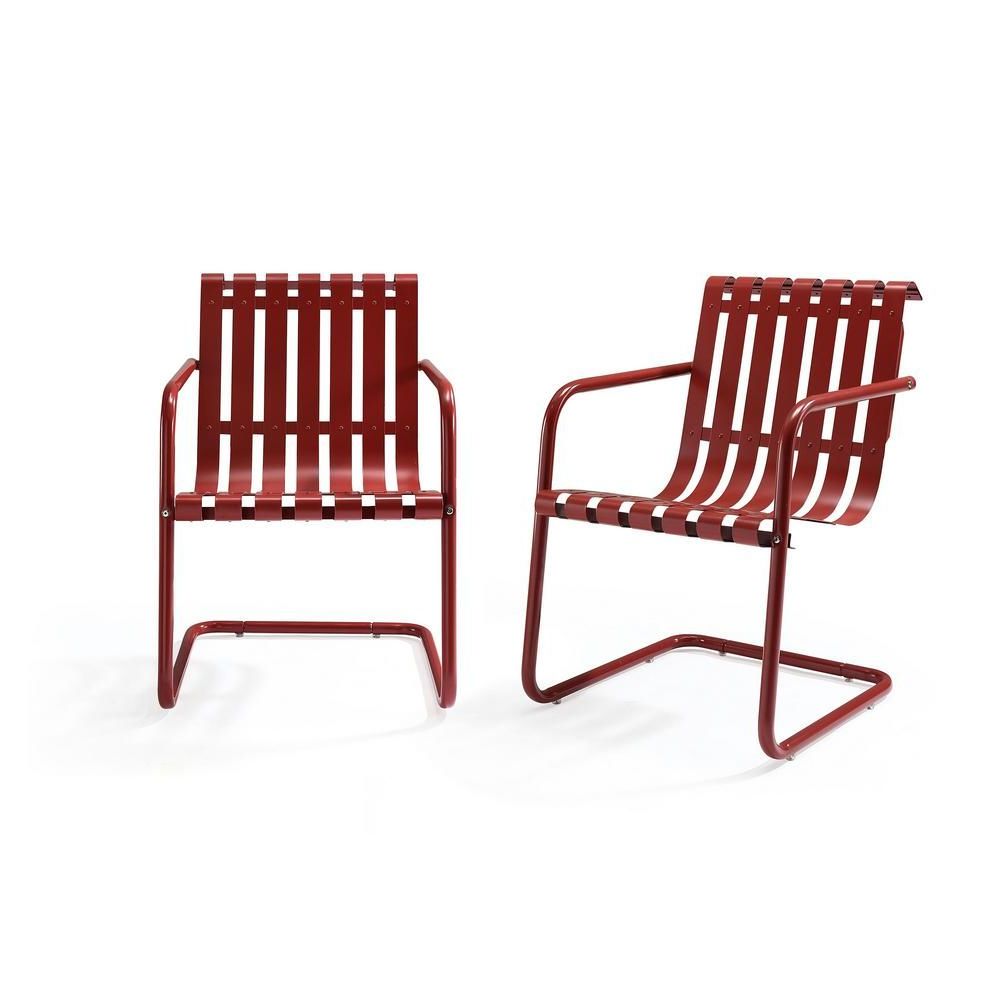 Most Popular Red Steel Indoor Outdoor Armchair Sets Regarding Crosley Gracie Red Metal Outdoor Chair (set Of 2) Co1020 Re – The Home (View 6 of 15)