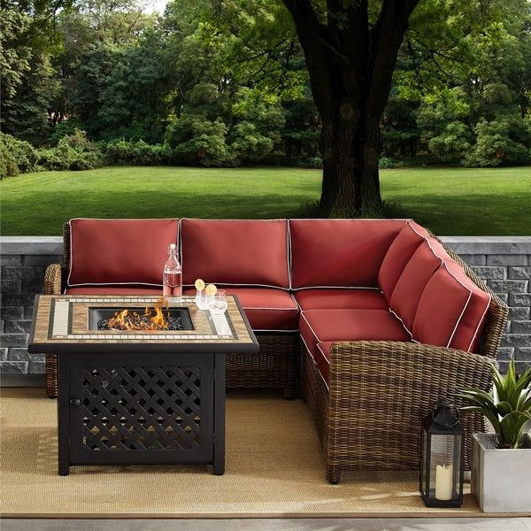 Most Popular Shop Bradenton 4 Piece Outdoor Wicker Seating Set With Sangria Cushions Throughout 4 Piece Outdoor Wicker Seating Sets (View 7 of 15)