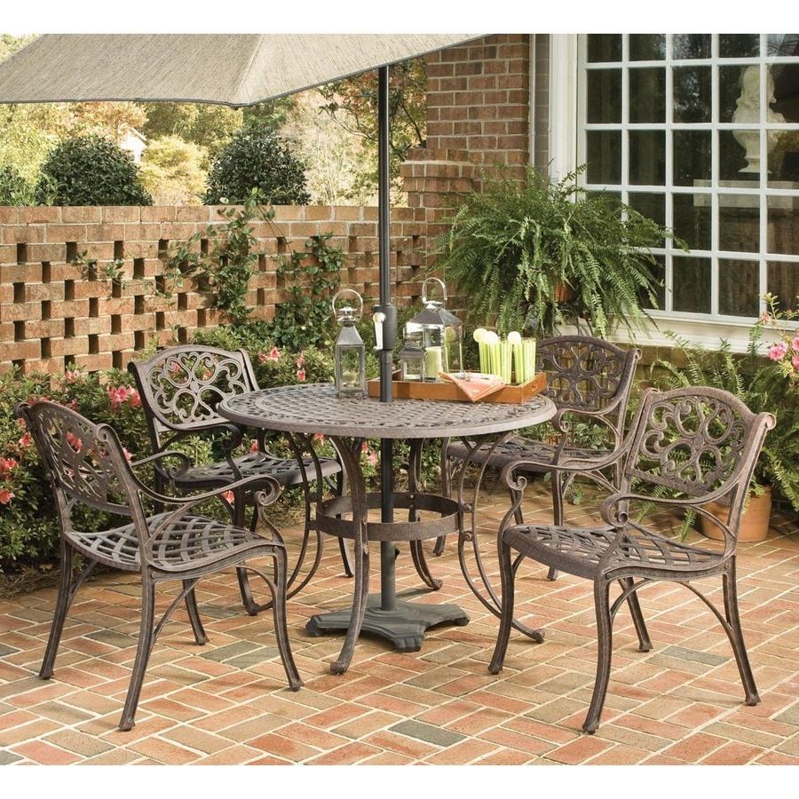 Most Recent Shop Home Styles Biscayne 5 Piece Brown Metal Frame Patio Dining Set At Intended For 5 Piece Outdoor Seating Patio Sets (View 4 of 15)