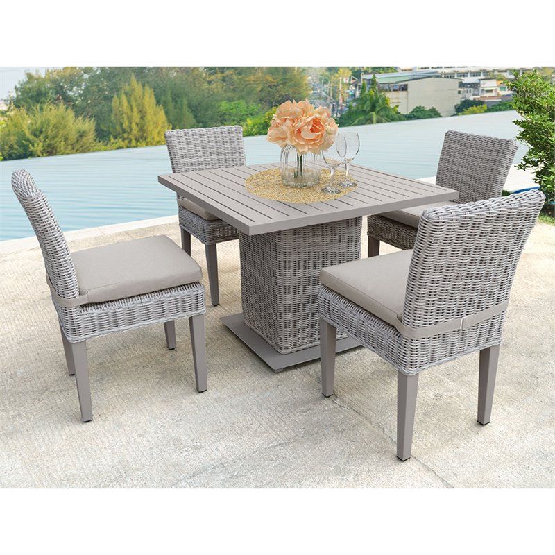 Most Recent Tk Classicstk Classics Coast Square Dining Table With 4 Armless Chairs Throughout Armless Square Dining Sets (View 1 of 15)
