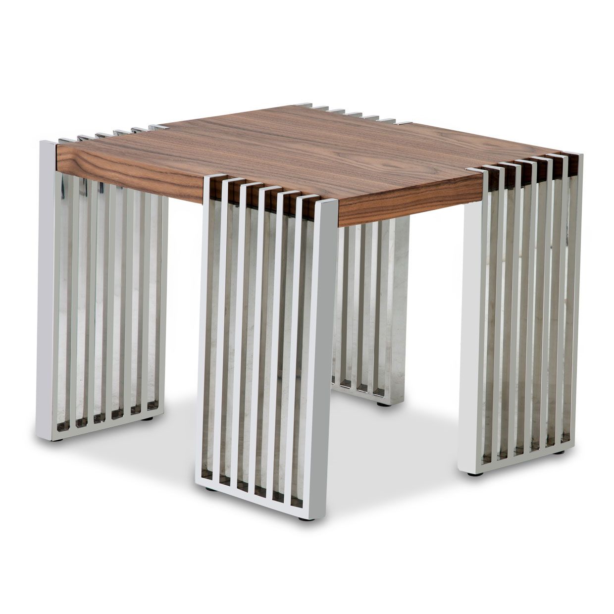 Most Recent Trance Newport Industrial Style Wood Finished End Table W/slatted Steel With Wood And Steel Outdoor Side Tables (View 12 of 15)