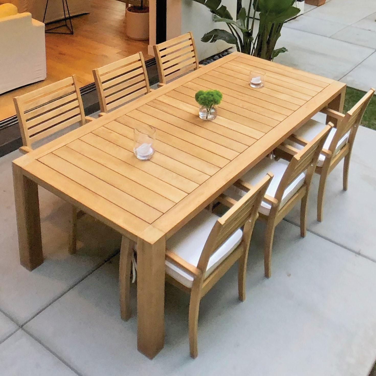 Most Recently Released Avant 7 Piece Teak Patio Dining Set W/ 94 X 44 Inch Rectangular Table Regarding Teak Outdoor Square Dining Sets (View 11 of 15)