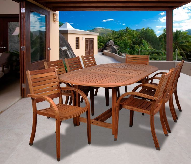 Most Recently Released Buy International Home Miami Sc 359 8cata Arizona 9 Pc Eucalyptus Oval Inside Round Teak And Eucalyptus Patio Dining Sets (View 1 of 15)