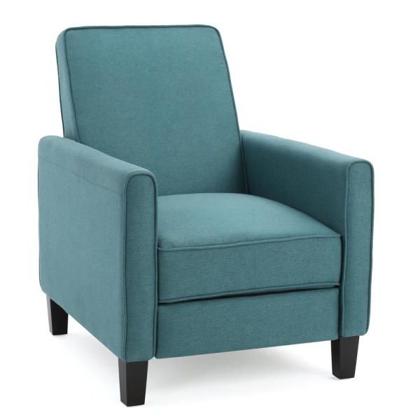 Most Recently Released Dark Wood Outdoor Reclining Chairs Pertaining To Noble House Darvis Dark Teal Fabric Recliner Club Chair 10786 – The (View 9 of 15)