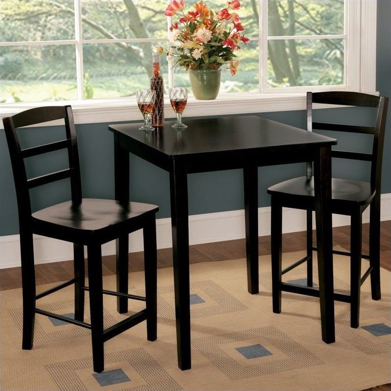 Most Recently Released International Concepts 3 Piece Gathering Height Dinette Set In Black Throughout 3 Piece Bistro Dining Sets (View 7 of 15)