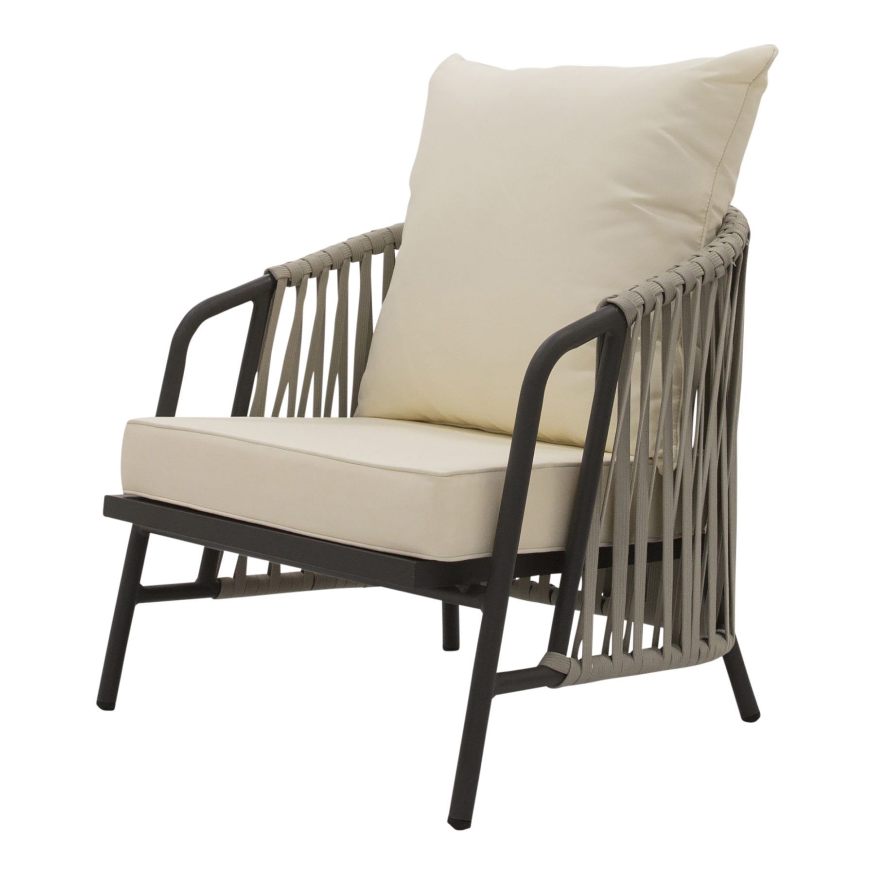 Most Recently Released Outdoor Armchairs Inside Anchor Outdoor Armchair / Occasional Chair White + Gunmetal – Huntley (View 9 of 15)