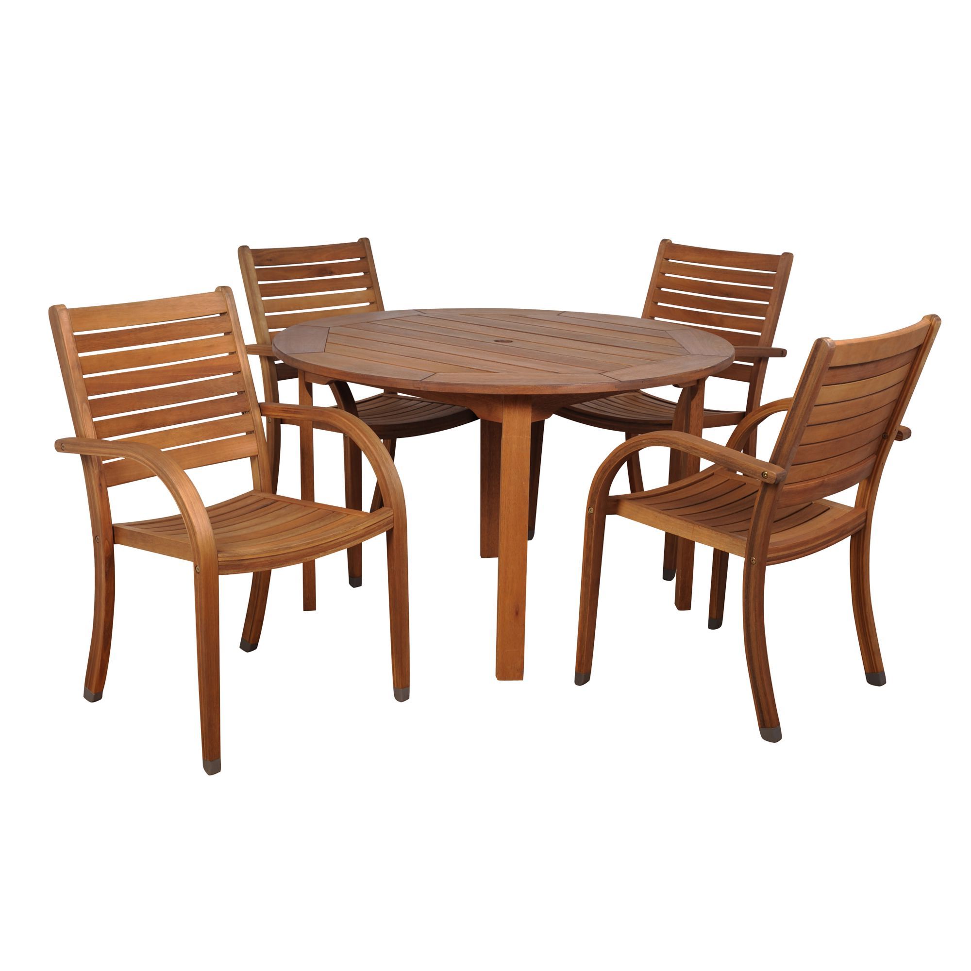 Most Recently Released Round 5 Piece Outdoor Dining Set In 5 Piece Brown Arizona Eucalyptus Round Patio Dining Set 47" – Walmart (View 11 of 15)