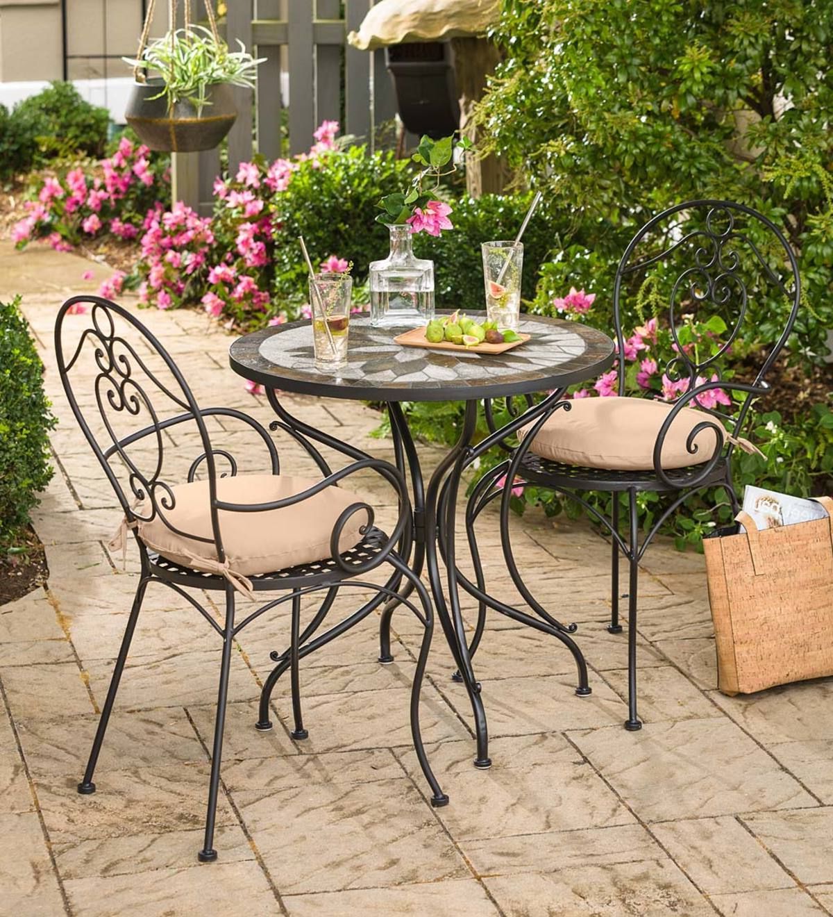 Most Recently Released Style Meets Comfort And Convenience In This Outdoor Metal Bistro Set For Beige Mosaic Round Outdoor Accent Tables (View 10 of 15)