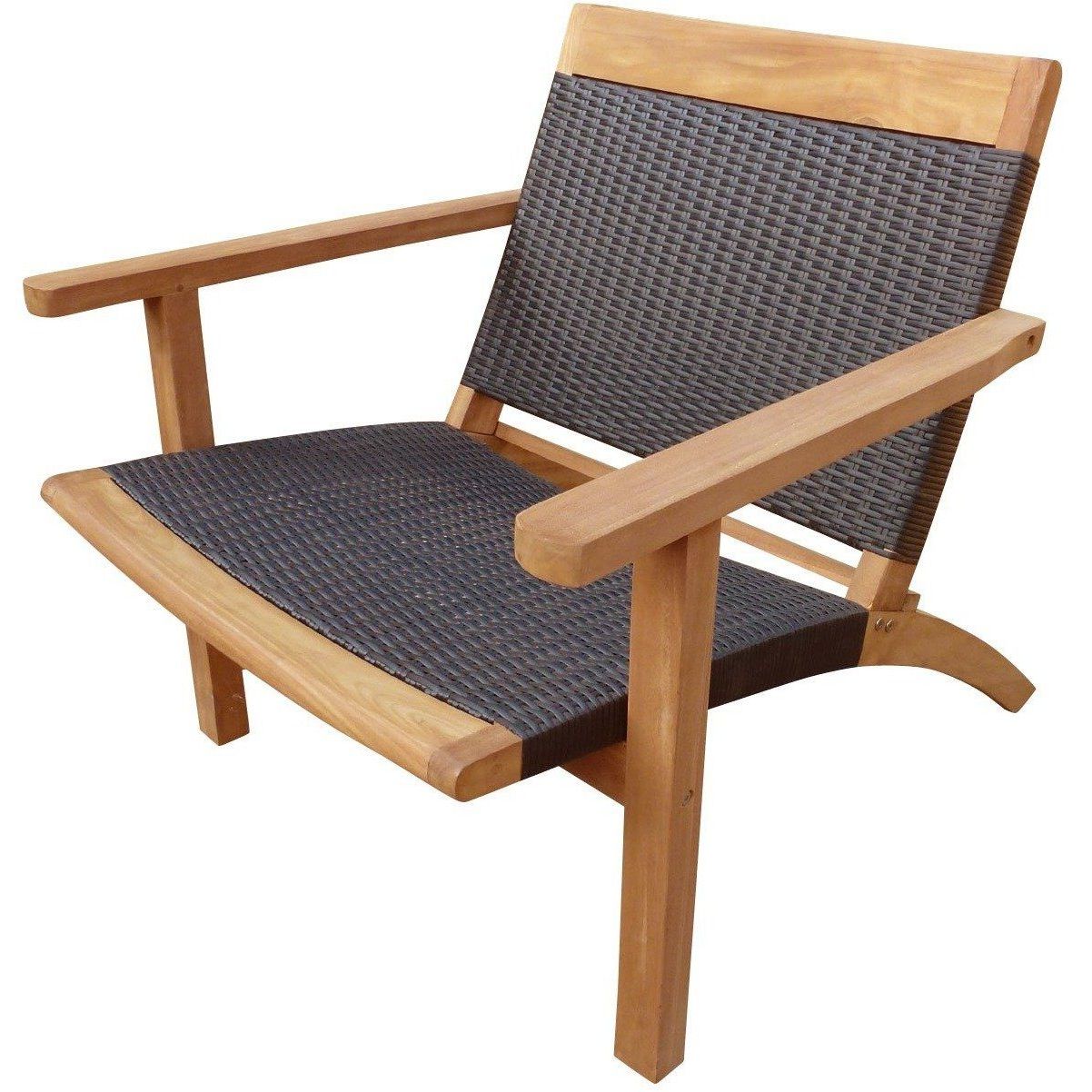 Most Recently Released Teak Wood Barcelona Patio Lounge And Dining Chair, Black (View 10 of 15)