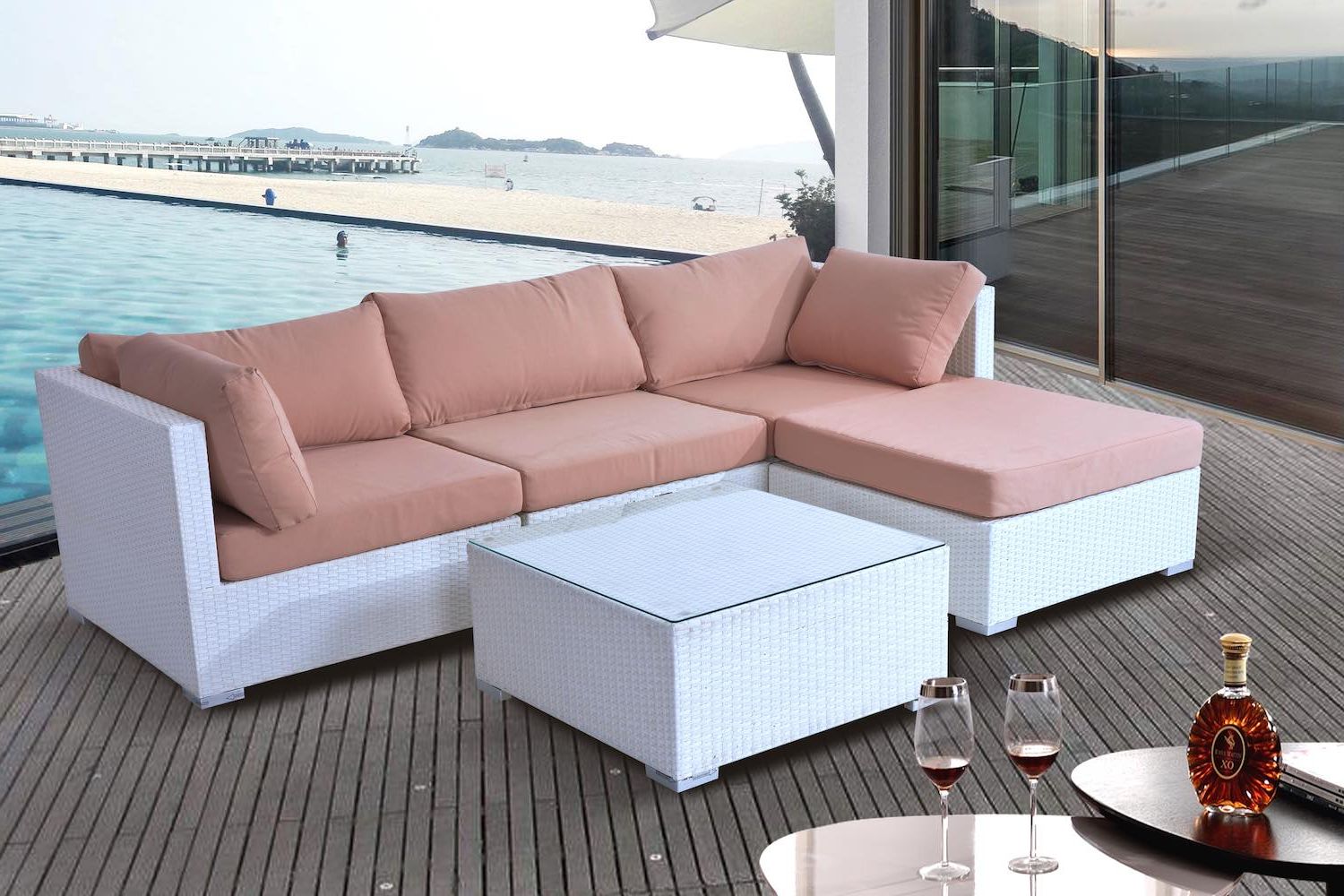 Most Recently Released White Wicker Sectional Sofa Set – Patio Furniturevelago Intended For Outdoor Wicker Sectional Sofa Sets (View 7 of 15)