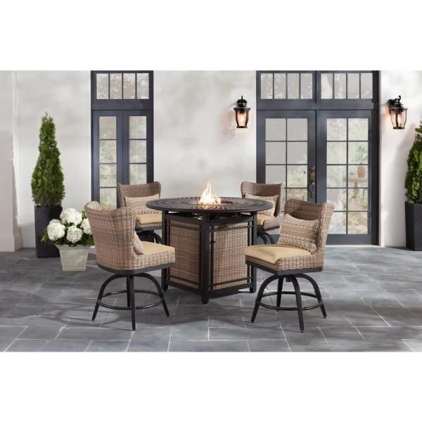 Most Up To Date 5 Piece Outdoor Seating Patio Sets Throughout Home Decorators Collection Hazelhurst 5 Piece Brown Wicker Outdoor (View 15 of 15)