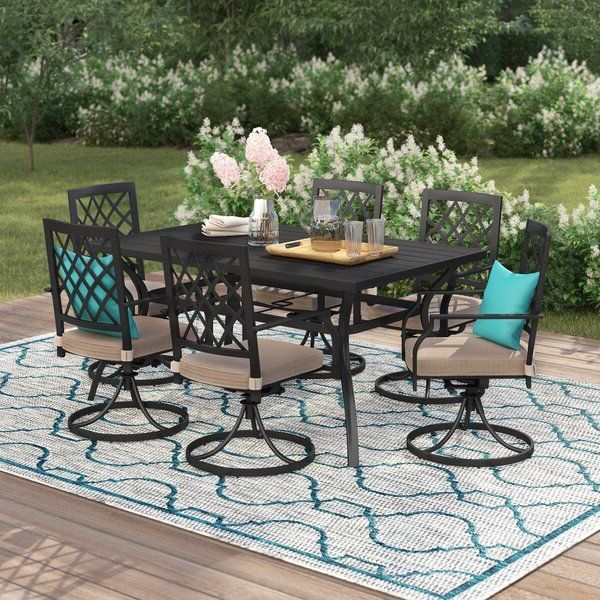 Most Up To Date 7 Piece Large Patio Dining Sets Within Navas Rectangular 6 – Person  (View 10 of 15)