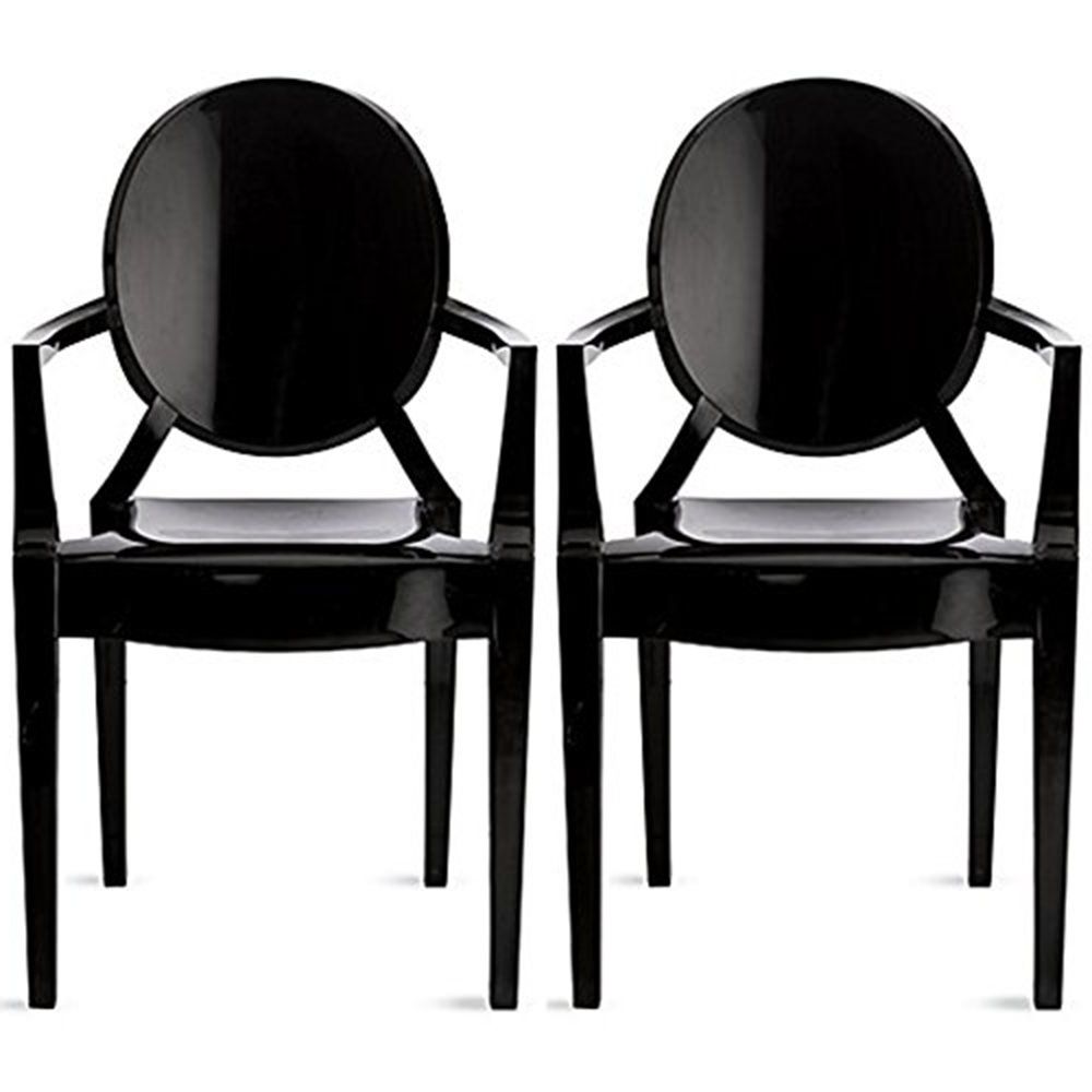 Most Up To Date Black Outdoor Modern Chairs Sets Regarding 2xhome Set Of 2 Black Modern Glam Ghost Chairs Chair With Arms Molded (View 15 of 15)