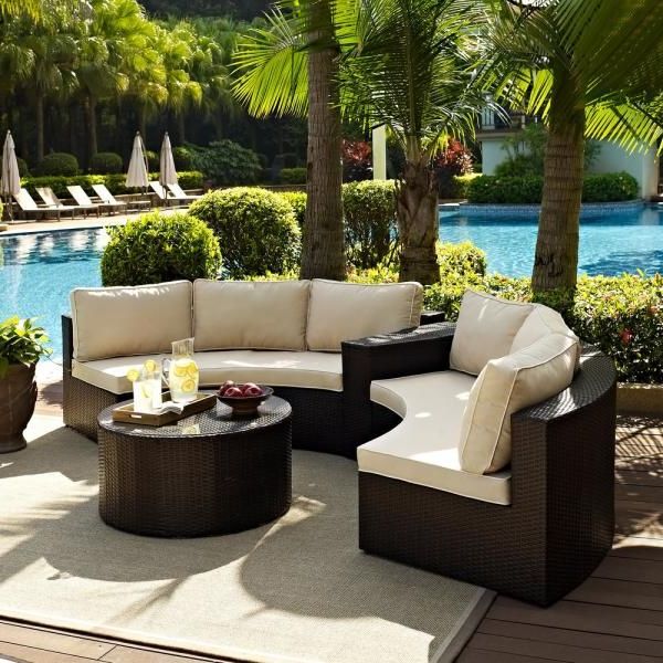 Most Up To Date Crosley Catalina 4 Piece Wicker Outdoor Sectional Set With Sand Within Rattan Wicker Sand Outdoor Seating Sets (View 12 of 15)