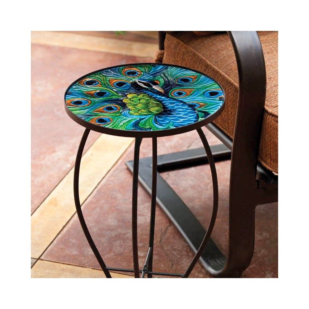 Most Up To Date Dragonfly Mosaic Outdoor Accent Tables For Evergreen Gardens Mosaic Side Table Outdoor – Handcrafted Mosaic Side (View 11 of 15)