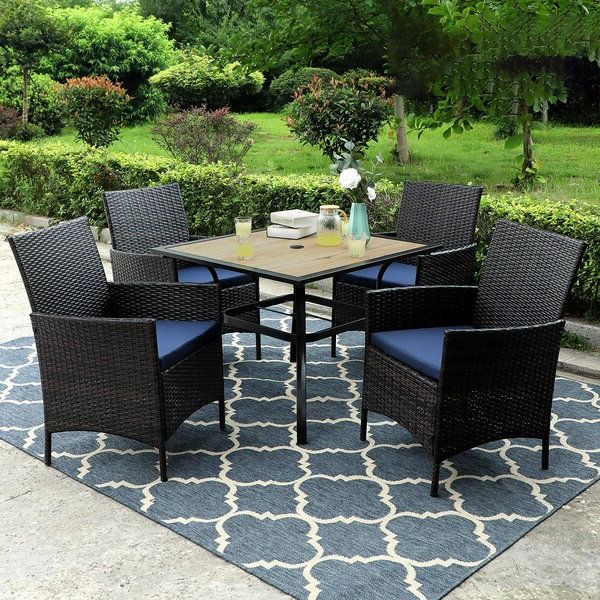 Most Up To Date Red Barrel Studio® Arnzazu Outdoor Patio 5 Piece Bar Height Dining Set In Red 5 Piece Outdoor Dining Sets (View 3 of 15)