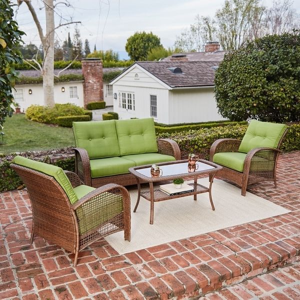 Most Up To Date Shop Willow Spring Outdoor 4 Piece Wicker Furniture Seating Set, With In 4 Piece Wicker Outdoor Seating Sets (View 14 of 15)