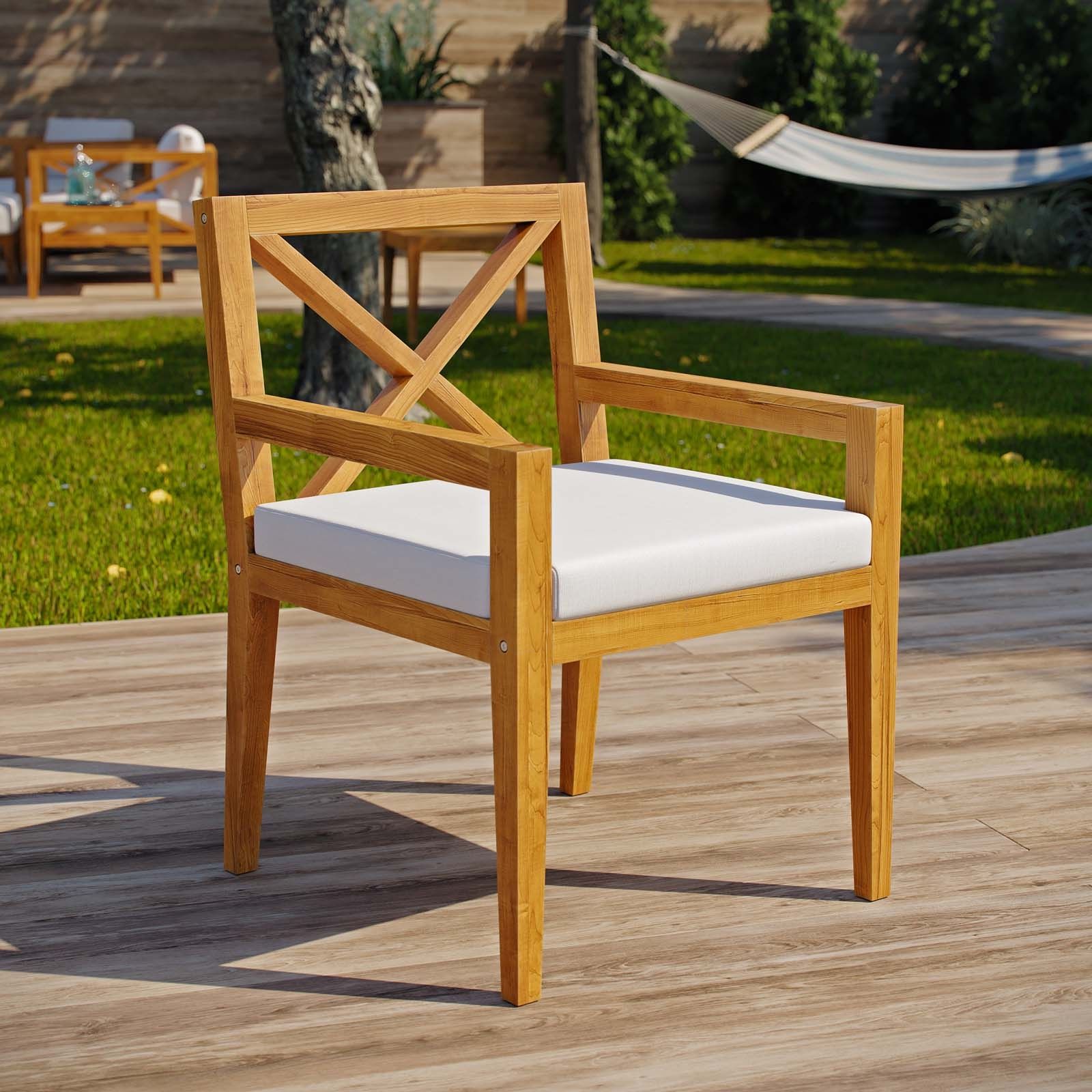Natural Outdoor Dining Chairs Within Well Known Northlake Outdoor Patio Premium Grade A Teak Wood Dining Armchair In (View 3 of 15)