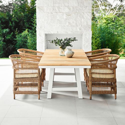 Natural Outdoor Dining Chairs Within Well Known Temple & Webster Natural Malawi Style Pe Rattan Outdoor Cushioned (View 9 of 15)