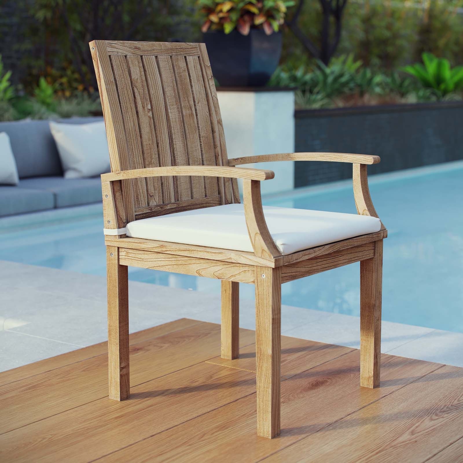 Natural Wood Outdoor Chairs With Widely Used Modterior :: Outdoor :: Outdoor Chairs :: Marina Outdoor Patio Teak (View 2 of 15)