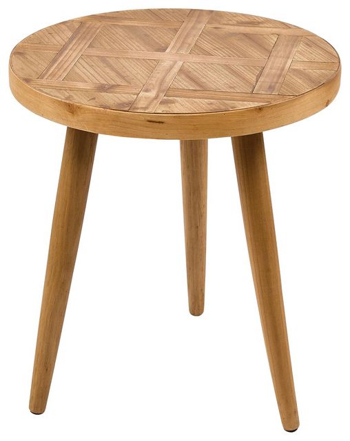 Natural Wood Outdoor Side Tables Within Famous Natural Wood Patterned Round Side Table – Contemporary – Side Tables (View 14 of 15)