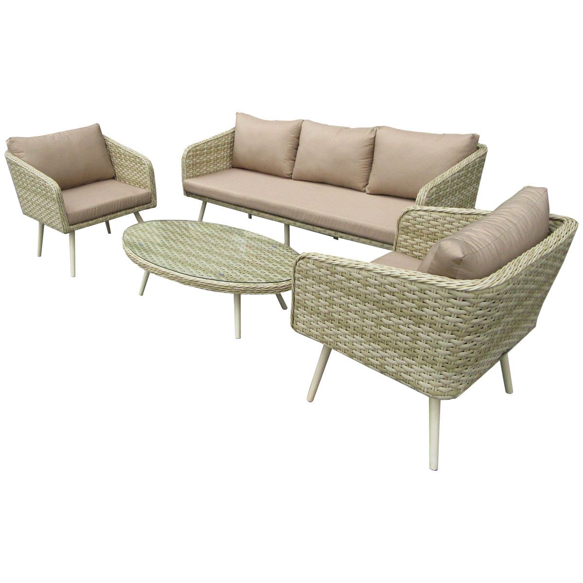 Natural Woven Modern Outdoor Chairs Sets Pertaining To Well Liked Premium Rattan Lounge Set Outdoor Garden Furniture Natural Sand (View 9 of 15)