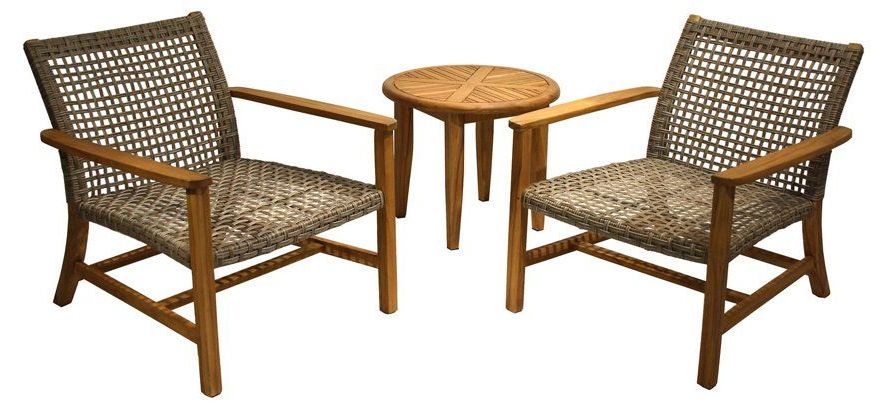 Natural Woven Modern Outdoor Chairs Sets Throughout Best And Newest 3 Pc Wicker Lounge Set, Natural Now: $1,049.50 Was: $1, (View 5 of 15)