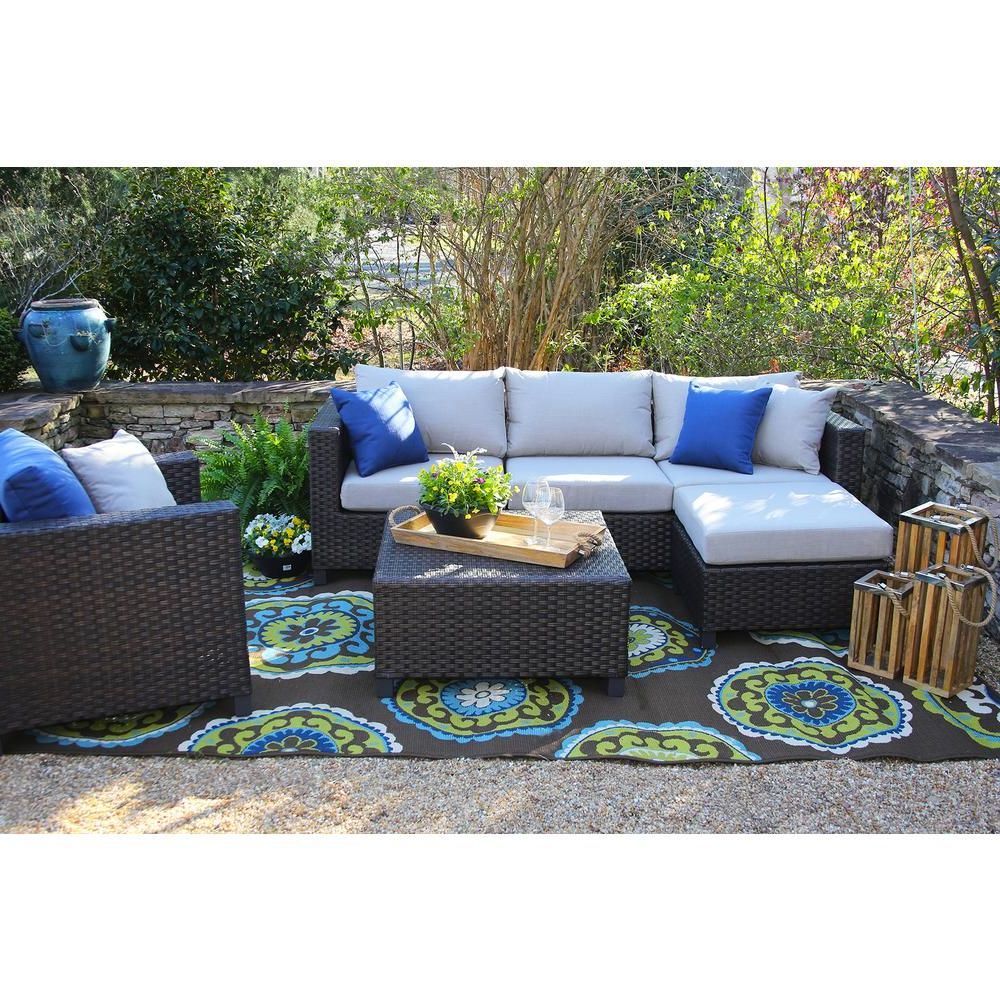 Newest 4 Piece Wicker Outdoor Seating Sets With Regard To Ae Outdoor Biscayne 4 Piece All Weather Wicker Patio Deep Seating Set (View 5 of 15)