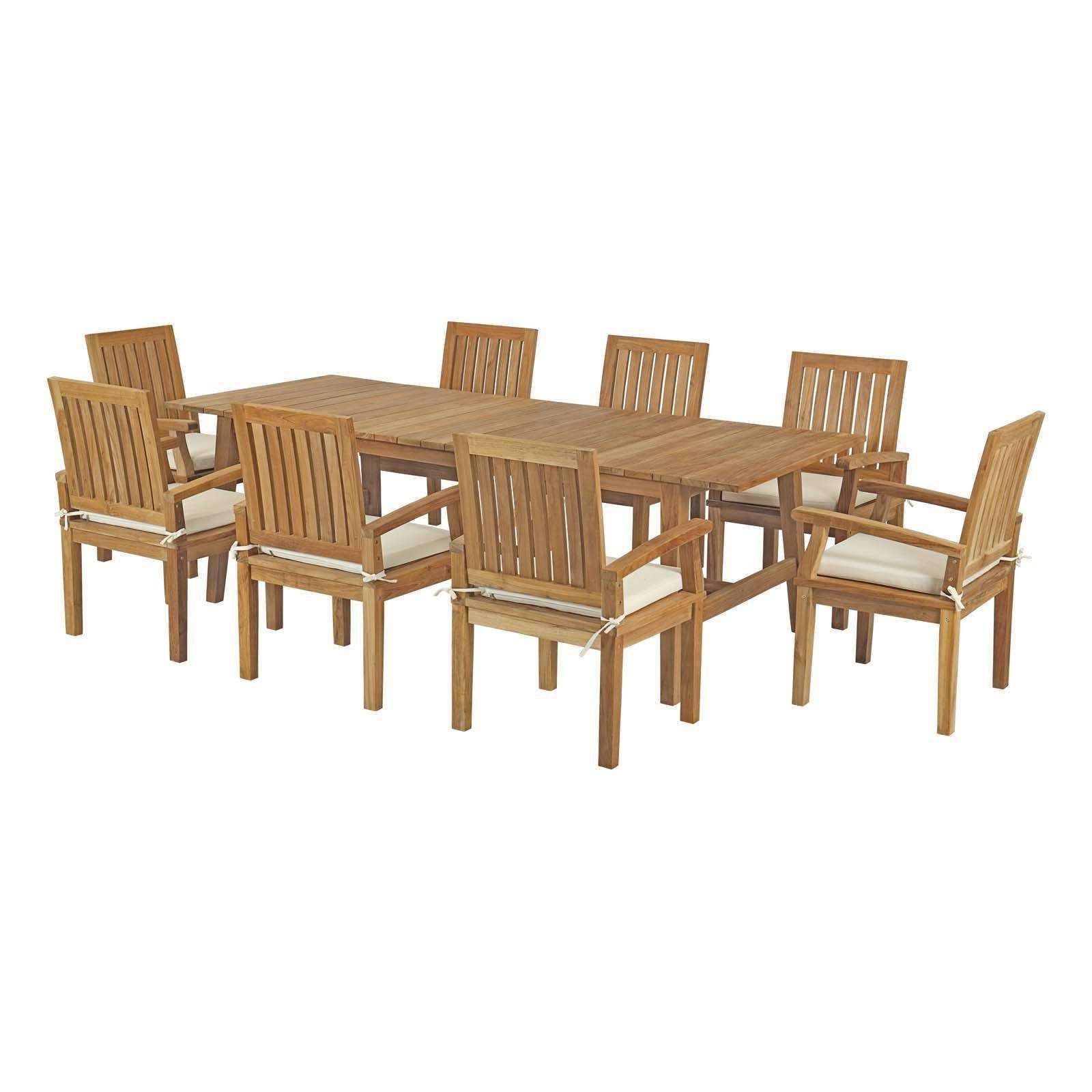 Newest 9 Piece Teak Wood Outdoor Dining Sets Intended For Modterior :: Outdoor :: Outdoor Sets :: Marina 9 Piece Outdoor Patio (View 15 of 15)