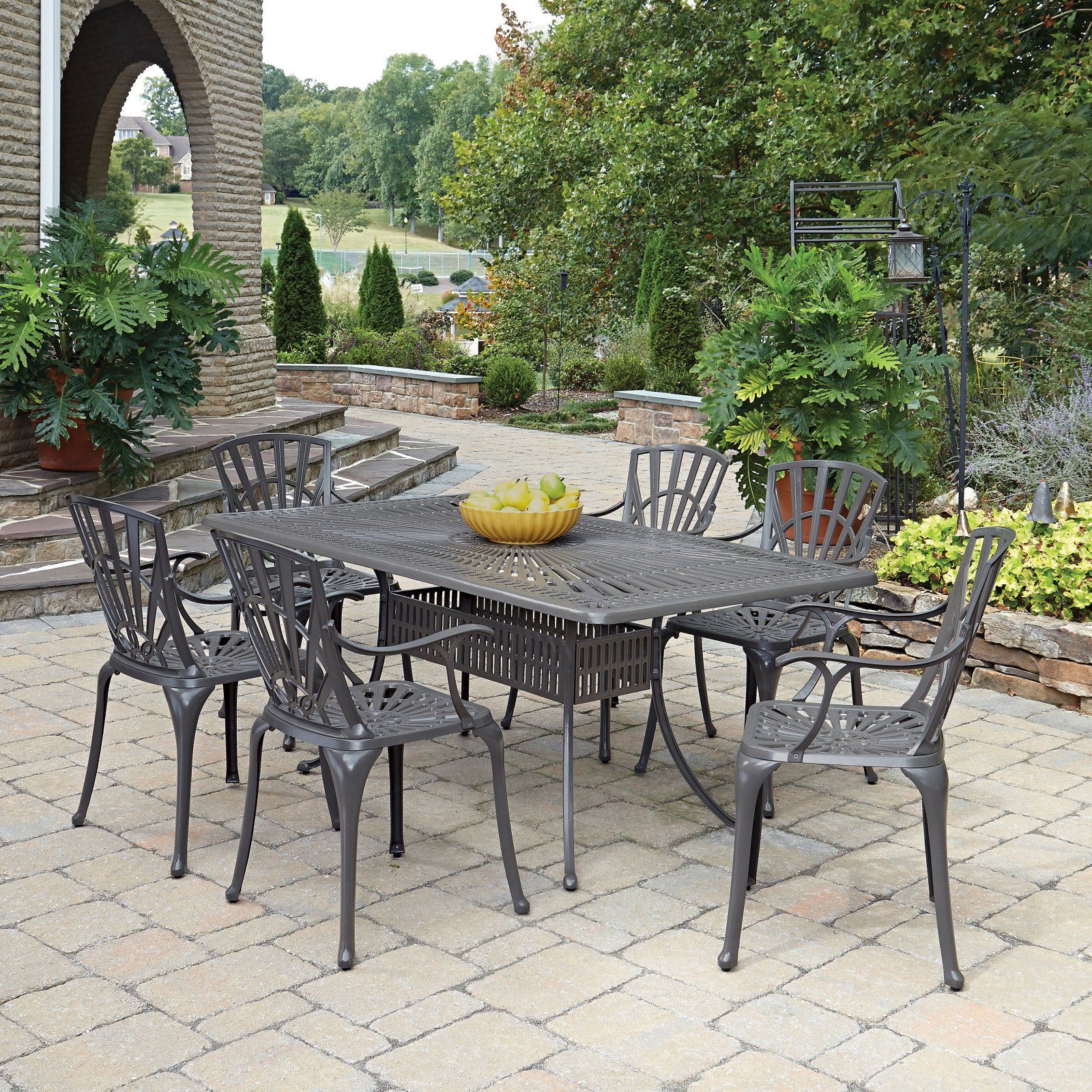 Newest Home Styles Largo 7pc Outdoor Dining Set Includes Rectangular Table And For Rectangular Patio Dining Sets (View 5 of 15)