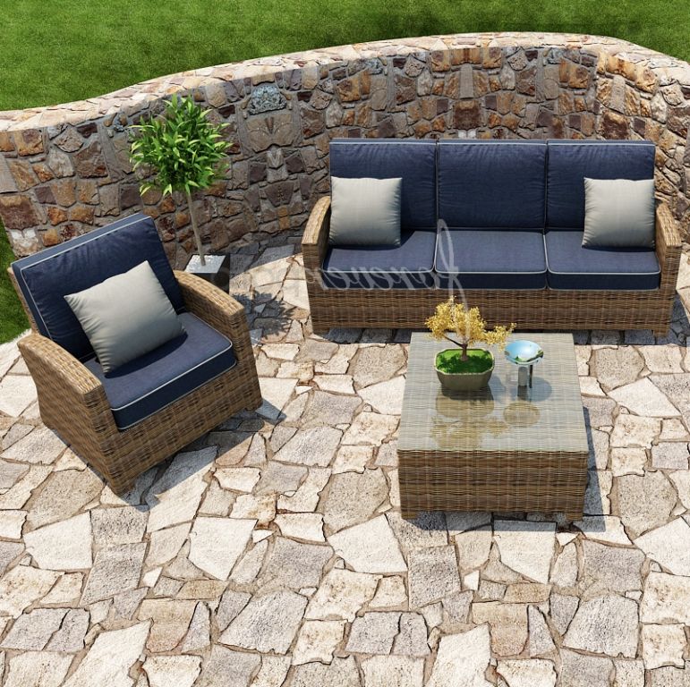 Newest Mist Fabric Outdoor Patio Sets Throughout Forever Patio Cypress Wicker Sofa Seating Set 3 Pc (View 9 of 15)