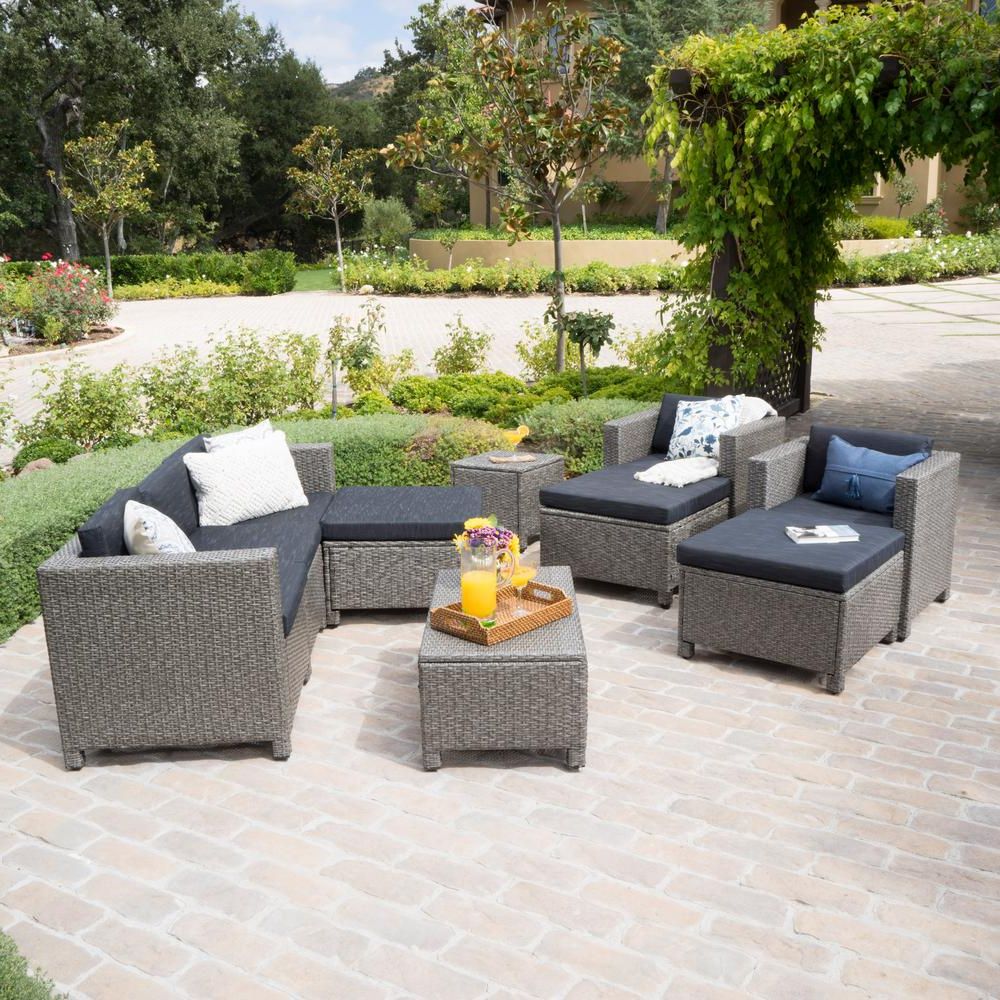 Newest Noble House 10 Piece Wicker Patio Sectional Conversation Set With Mixed Inside Black Cushion Patio Conversation Sets (View 15 of 15)