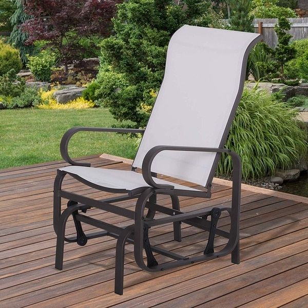Newest Outsunny Patio Sling Fabric Glider Swing Chair Seat Lounger Porch Intended For Fabric Outdoor Patio Sets (View 8 of 15)