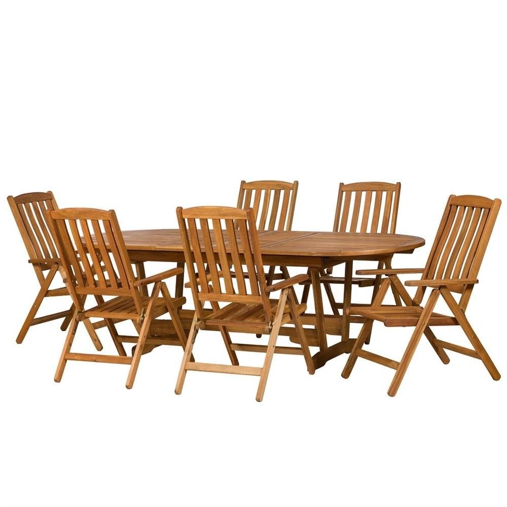 Newest Royalcraft Edinburgh Extending 6 Seater Dining Set With Wooden With Regard To Extendable Oval Patio Dining Sets (View 12 of 15)