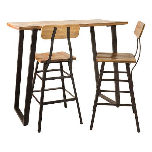 Noble House – Ramona Acacia Bar Set – Natural Stained – Rtbshopper Inside Most Current Natural Acacia Wood Bistro Dining Sets (View 1 of 15)