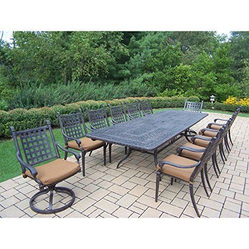 Oakland Living Belmont 13 Piece Extendable Patio Dining Set With Pertaining To Most Recent 13 Piece Extendable Patio Dining Sets (View 13 of 15)