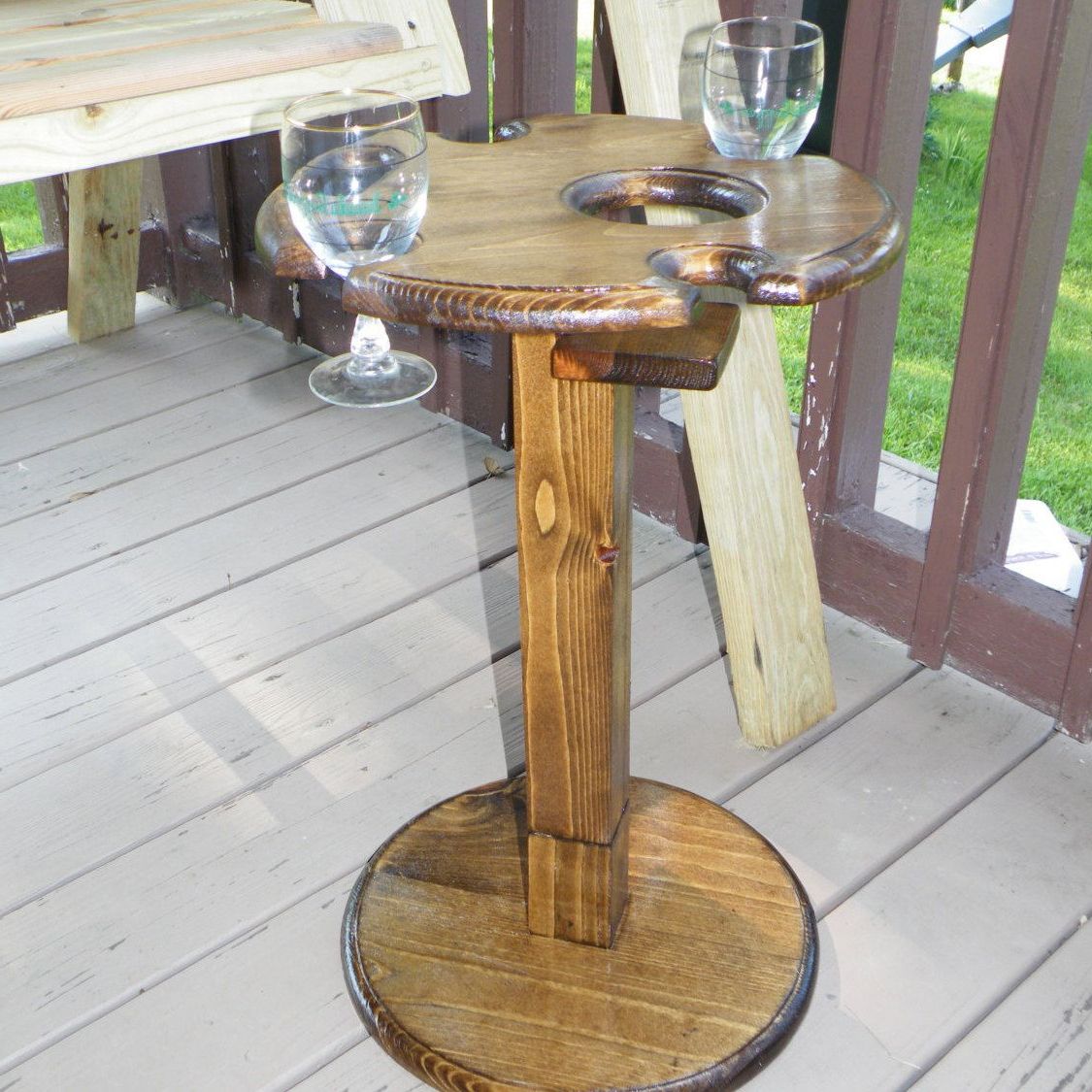 Outdoor Chair With Wine Holder Pertaining To Trendy Indoor/outdoor Wine Glass And Bottle Holder, With Base (View 15 of 15)