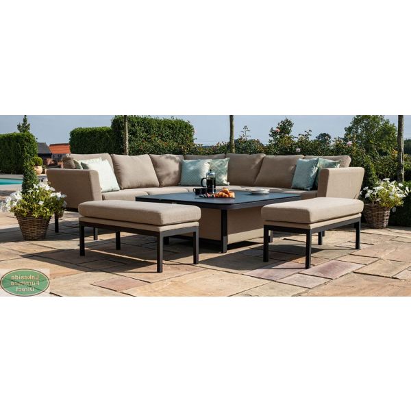 Outdoor Fabric Pulse Deluxe Square Corner Dining Set With Rising Table In Newest Deluxe Square Patio Dining Sets (View 9 of 15)