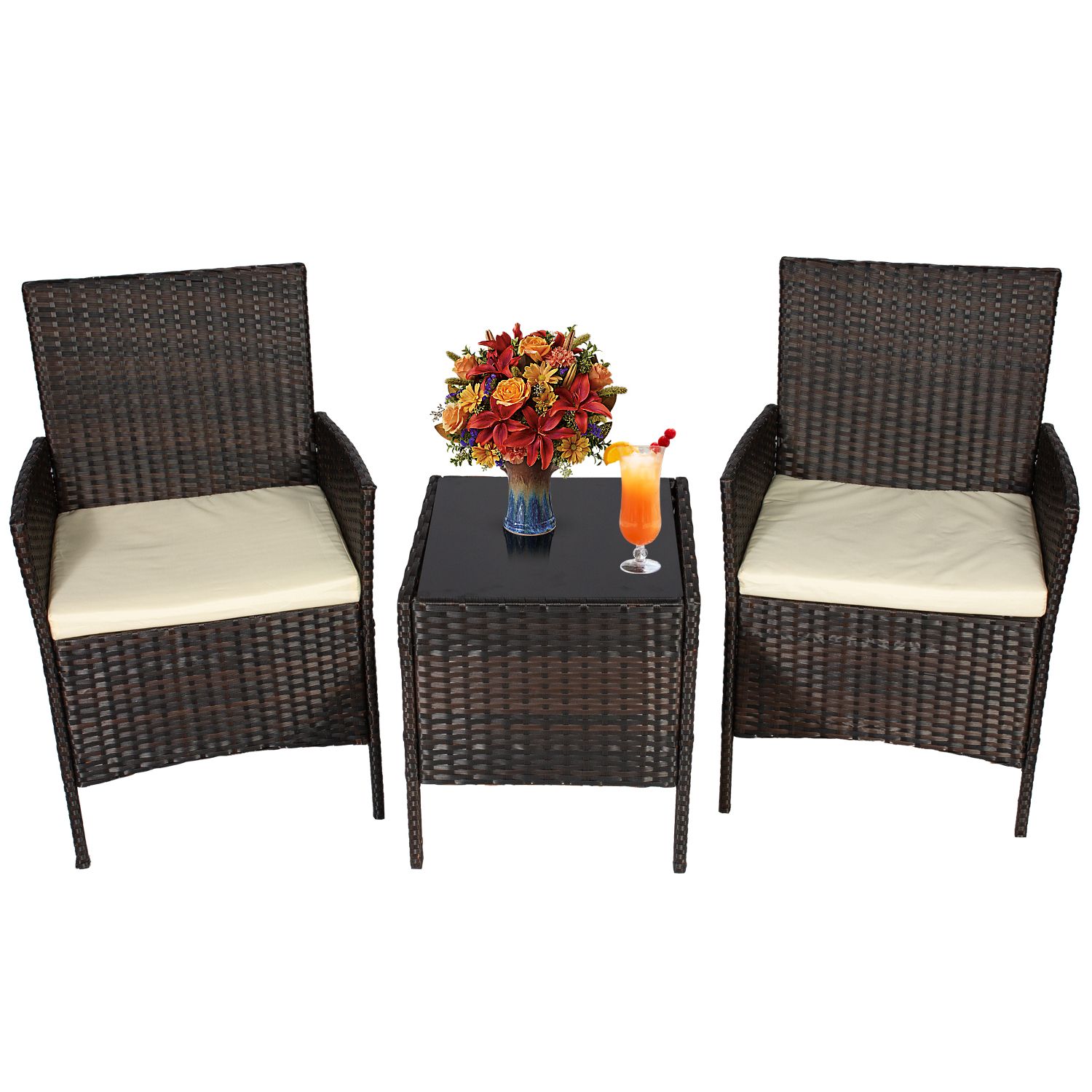 Outdoor Patio Furniture Sets Pe Rattan Wicker Bistro Set Small Coffee Pertaining To Well Liked Indoor Outdoor Conversation Sets (View 6 of 15)