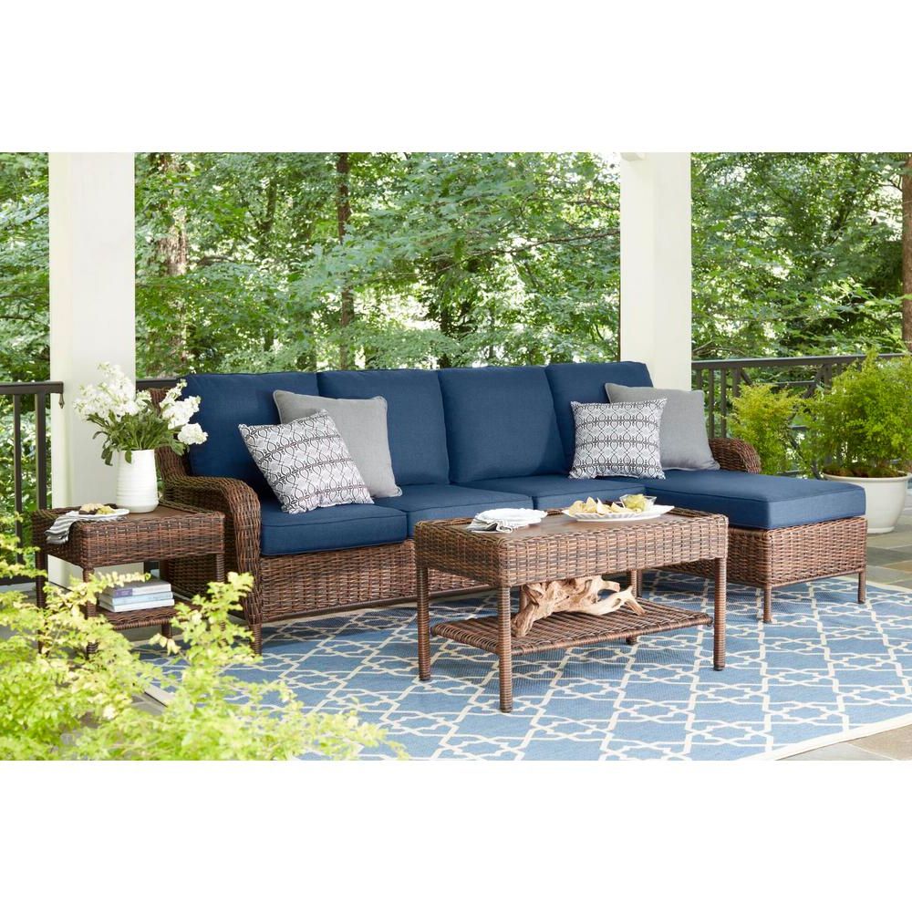 Outdoor Seating Sectional Patio Sets In Current Hampton Bay Cambridge 5 Piece Brown Wicker Outdoor Patio Sectional Sofa (View 12 of 15)