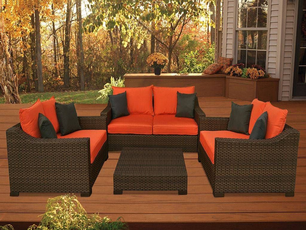 Outdoor Wicker Orange Cushion Patio Sets Regarding Most Current Oxford 4 Piece Resin Wicker Set – Plioxfset Bg (View 13 of 15)