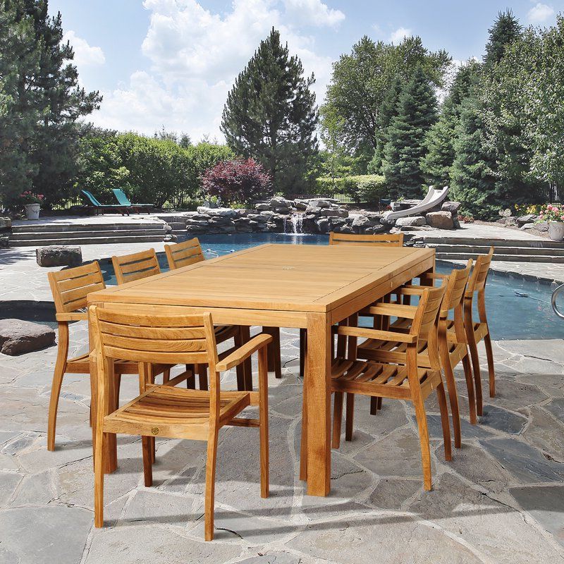 Patio Dining Set With Most Popular Teak Wood Rectangular Patio Dining Sets (View 5 of 15)