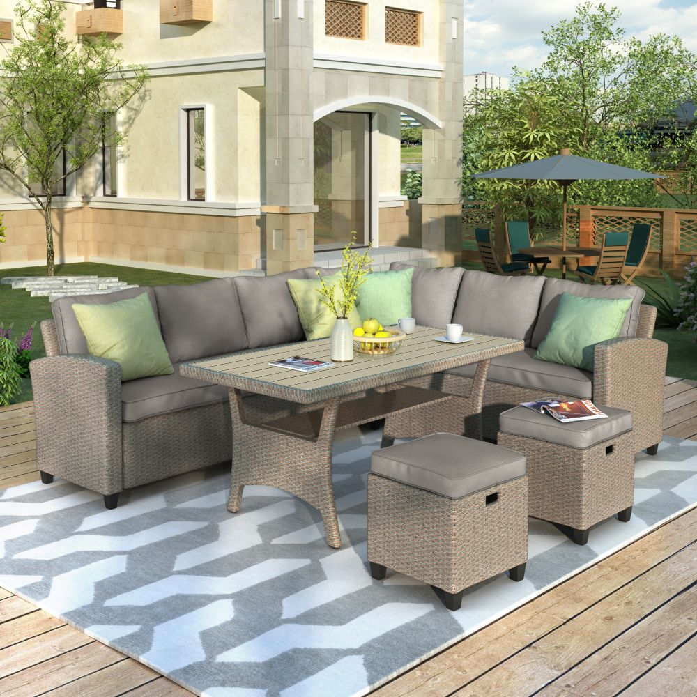 Patio Furniture Set, 5 Piece Outdoor Conversation Set All Weather For Latest 5 Piece Patio Sets (View 6 of 15)