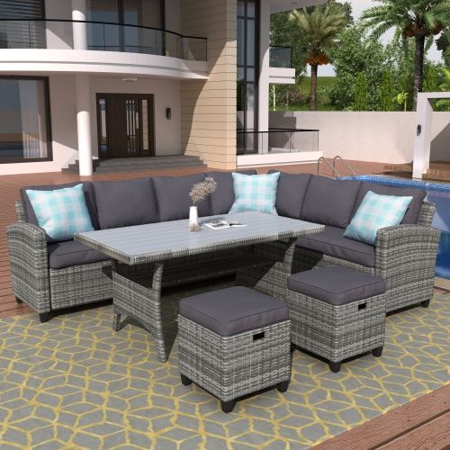 Patio Furniture Set, 5 Piece Outdoor Conversation Set All Weather With Best And Newest Outdoor Seating Sectional Patio Sets (View 13 of 15)