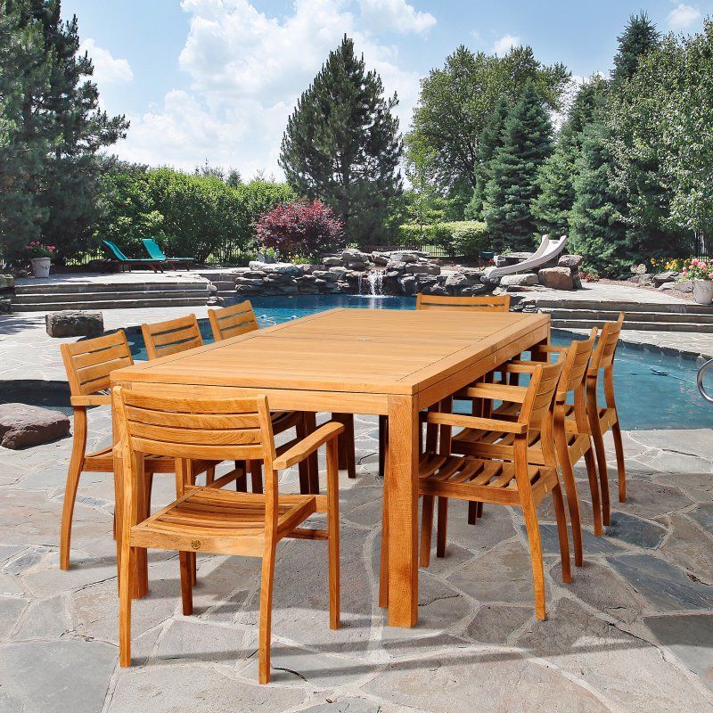 Patio Intended For 9 Piece Teak Wood Outdoor Dining Sets (View 3 of 15)