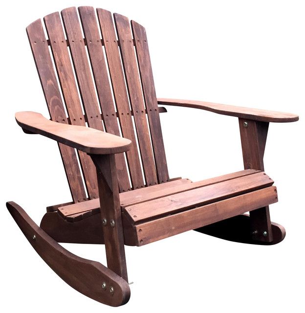 Pelican Hill Wood Adirondack Patio Rocking Chair, Dark Brown – Beach In Preferred Dark Wood Outdoor Chairs (View 12 of 15)