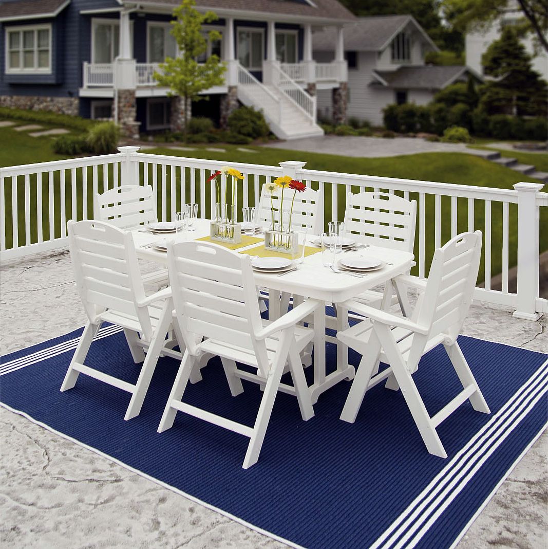 Polywood Nautical 37 X 72 In Dining Table – Nautical Collection Throughout Best And Newest Off White Outdoor Seating Patio Sets (View 3 of 15)