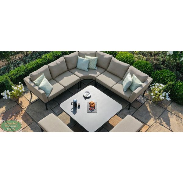 Popular Deluxe Square Patio Dining Sets With Outdoor Fabric Pulse Deluxe Square Corner Dining Set With Rising Table (View 10 of 15)